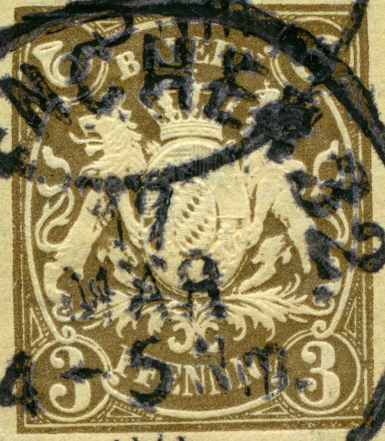Prägedruck 1860-1900 in der Schweiz und in den deutschen Staaten Bayern_18xx_3pf_pws_101