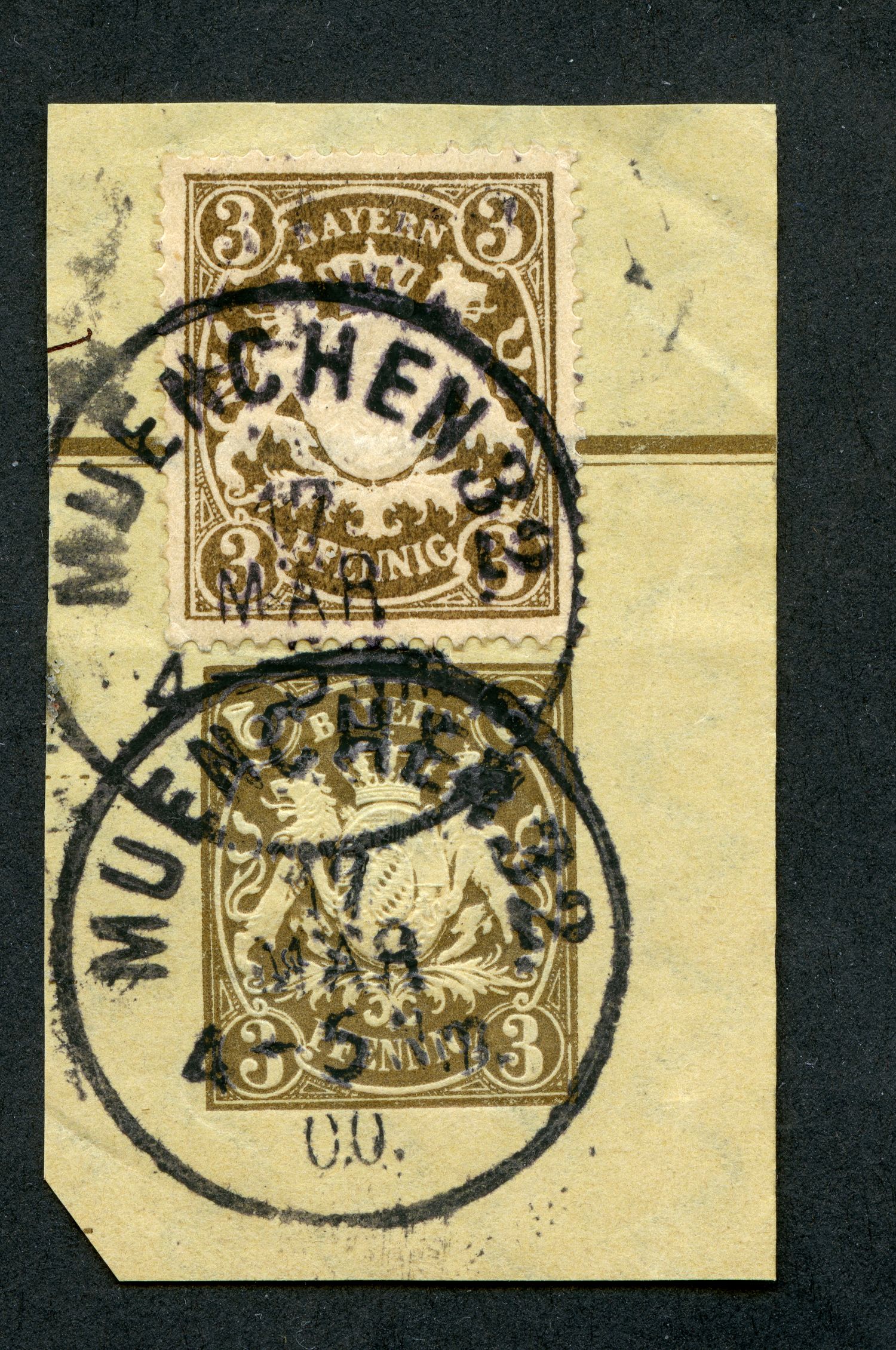 Prägedruck 1860-1900 in der Schweiz und in den deutschen Staaten Bayern_18xx_3pf_pws_110