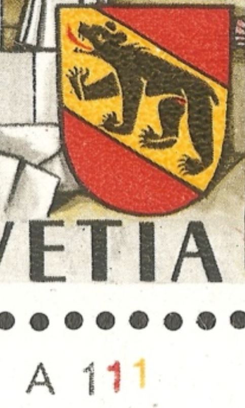 750 Jahre Bern Schalterbogenbezeichnungen für Druckrichtungbestimmung durch Rein Ch_1941_01_a1110