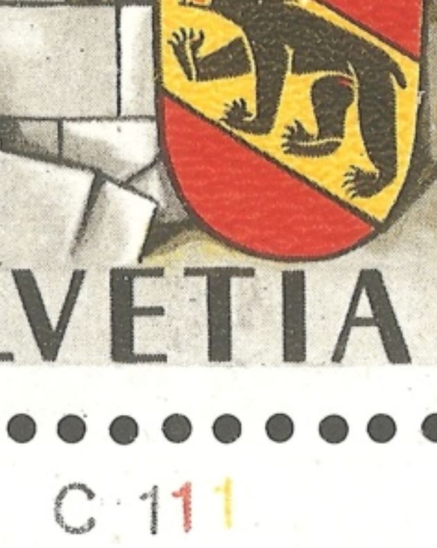 750 Jahre Bern Schalterbogenbezeichnungen für Druckrichtungbestimmung durch Rein Ch_1941_03_c1110